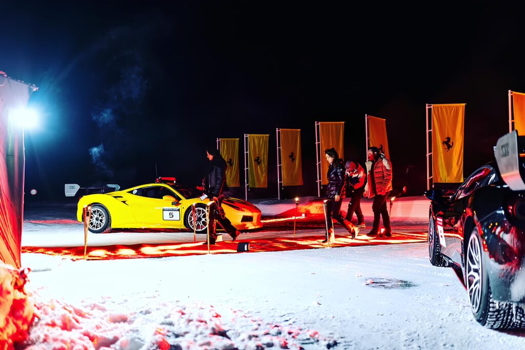 Les Garçons Chics animant le Ferrari Club Challenge on Ice 2024 en Laponie, booking via Zento Corp